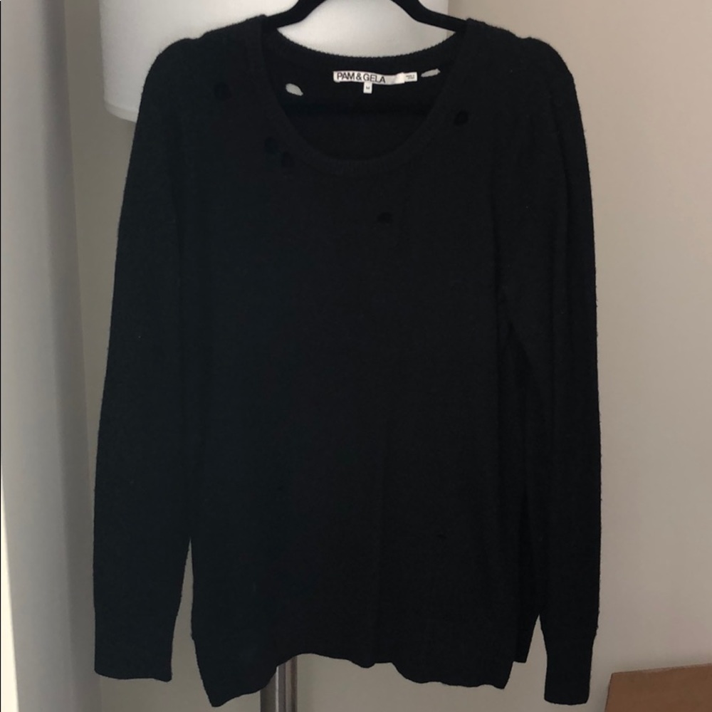 Pam & Gela Side Slit/Zipper Sweater